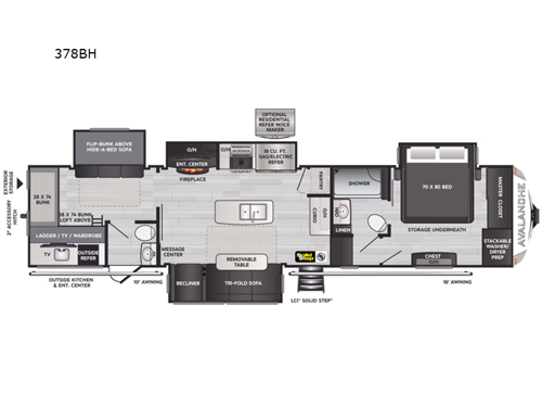 Avalanche 378BH Floorplan Image