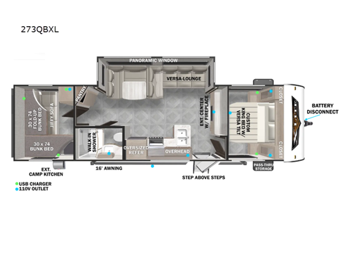 Wildwood X-Lite 273QBXL Floorplan Image