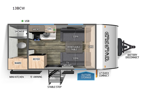 Cherokee Wolf Pup 13BCW Floorplan