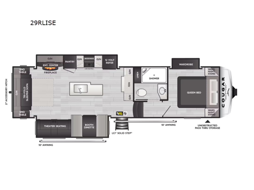 Cougar Half-Ton 29RLISE Floorplan Image