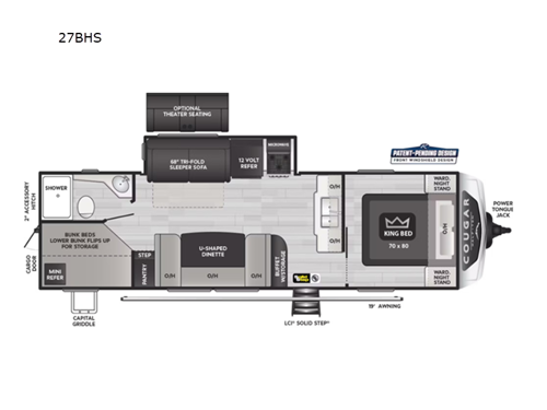 Cougar Half-Ton 27BHS Floorplan
