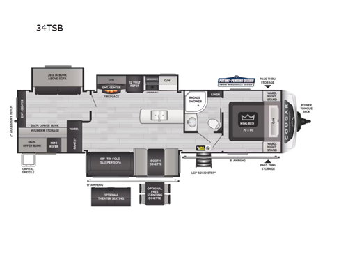 Cougar Half-Ton 34TSB Floorplan