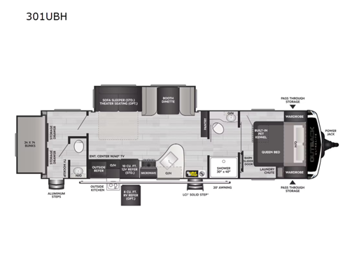 Outback Ultra Lite 301UBH Floorplan Image