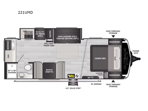 Outback Ultra Lite 221UMD Floorplan Image