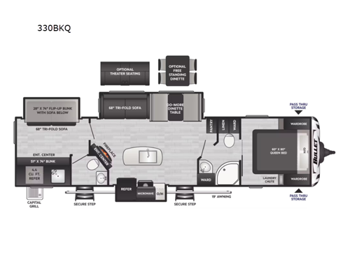 Bullet 330BKQ Floorplan