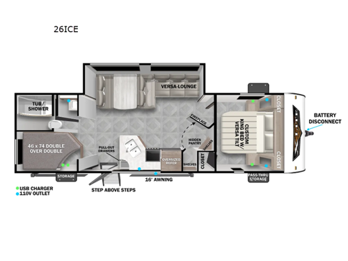 Wildwood X-Lite 26ICE Floorplan Image