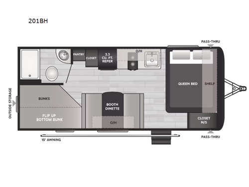 Hideout Sport Single Axle 201BH Floorplan