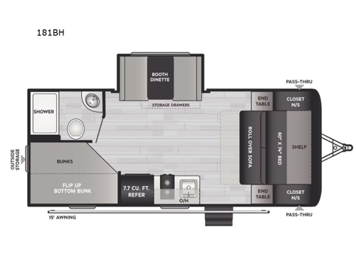 Hideout Sport Single Axle 181BH Floorplan