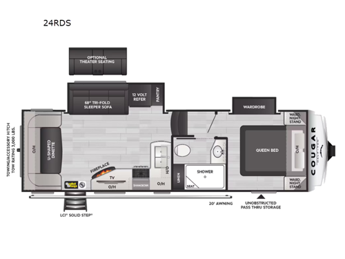 Cougar Half-Ton 24RDS Floorplan Image