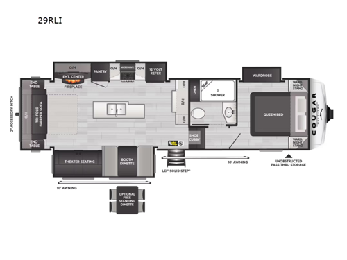 Cougar Half-Ton 29RLI Floorplan Image