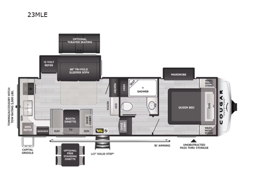 Cougar Half-Ton 23MLE Floorplan
