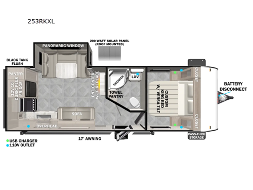 Wildwood X-Lite 253RKXL Floorplan Image