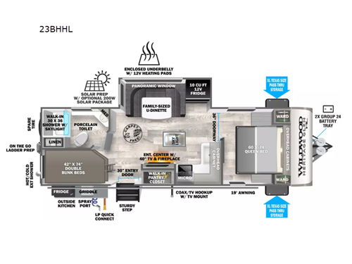 Wildwood Heritage Glen Hyper-Lyte 23BHHL Floorplan Image