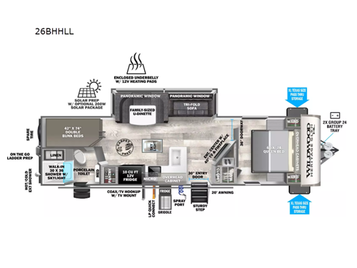 Wildwood Heritage Glen Hyper-Lyte 26BHHL Floorplan Image