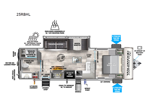 Wildwood Heritage Glen Hyper-Lyte 25RBHL Floorplan Image