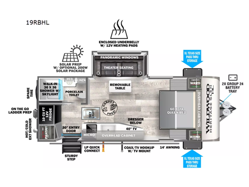 Wildwood Heritage Glen Hyper-Lyte 19RBHL Floorplan Image