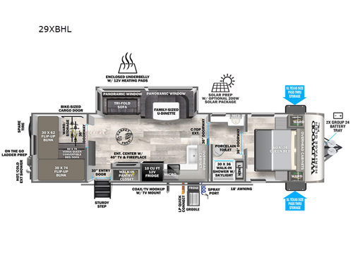 Wildwood Heritage Glen Hyper-Lyte 29XBHL Floorplan Image