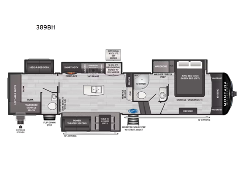 Montana High Country 389BH Floorplan Image