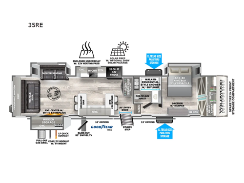 Wildwood Heritage Glen Elite Series 35RE Floorplan Image