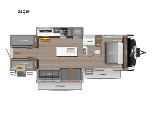 Jay Feather 32QBH Floorplan Image