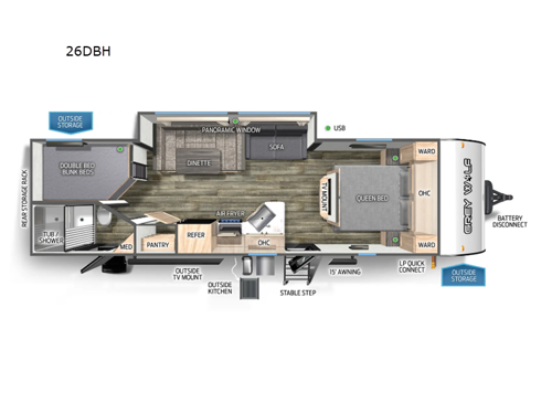 Cherokee Grey Wolf 26DBH Floorplan