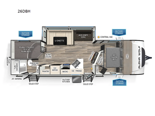 Cherokee Alpha Wolf 26DBH Floorplan