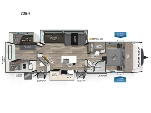 Cherokee Alpha Wolf 33BH Floorplan