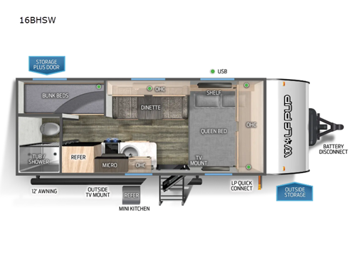 Cherokee Wolf Pup 16BHSW Floorplan