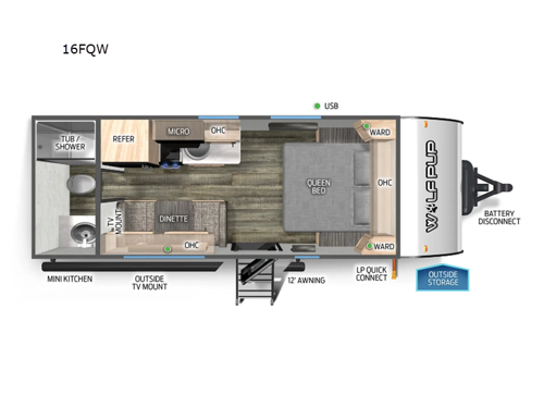 Cherokee Wolf Pup 16FQW Floorplan