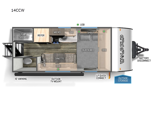Cherokee Wolf Pup 14CCW Floorplan