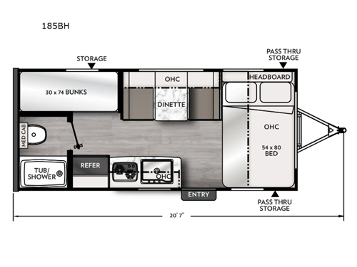 Apex Nano 185BH Floorplan Image