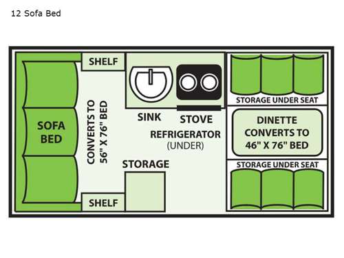 Ranger 12 Sofa Bed Floorplan Image