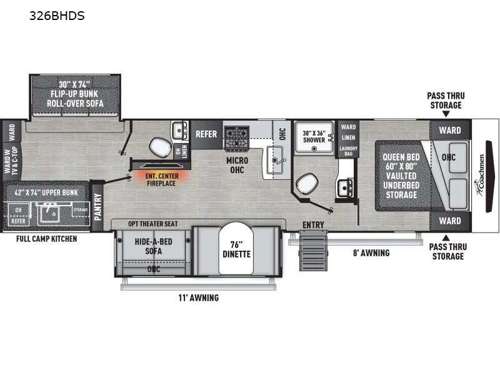 Freedom Express Ultra Lite 326BHDS Floorplan Image