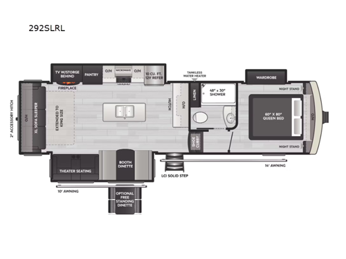 Arcadia Super Lite 292SLRL Floorplan Image