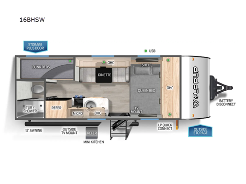 Cherokee Wolf Pup 16BHSW Floorplan