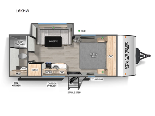 Cherokee Wolf Pup 16KHW Floorplan