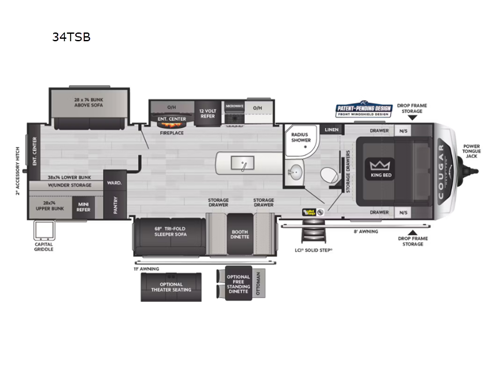 Cougar Half-Ton 34TSB Floorplan Image