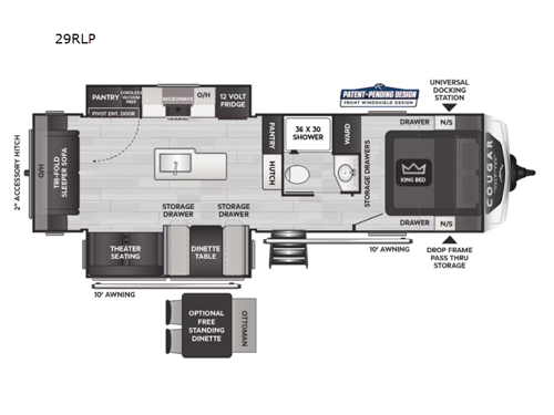 Cougar Half-Ton 29RLP Floorplan Image