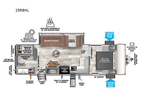 Salem Hemisphere Hyper-Lyte 25RBHL Floorplan Image