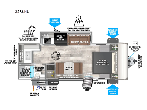 Salem Hemisphere Hyper-Lyte 22RKHL Floorplan Image