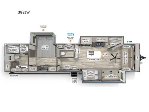 Sandpiper Destination Trailers 388JW Floorplan