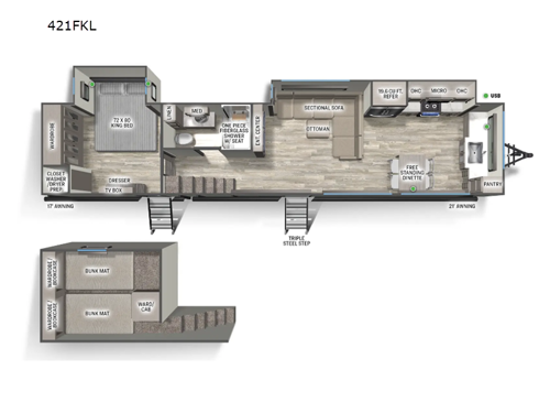 Sandpiper Destination Trailers 421FKL Floorplan