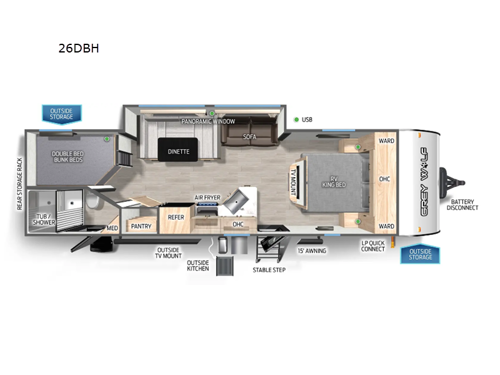 Cherokee Grey Wolf 26DBH Floorplan