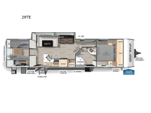 Cherokee Grey Wolf 29TE Floorplan
