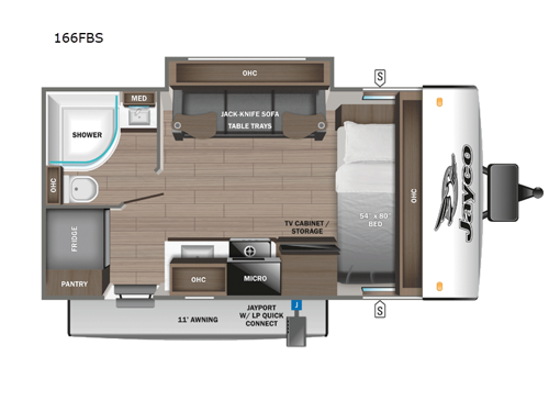 Jay Feather Micro 166FBS Floorplan Image