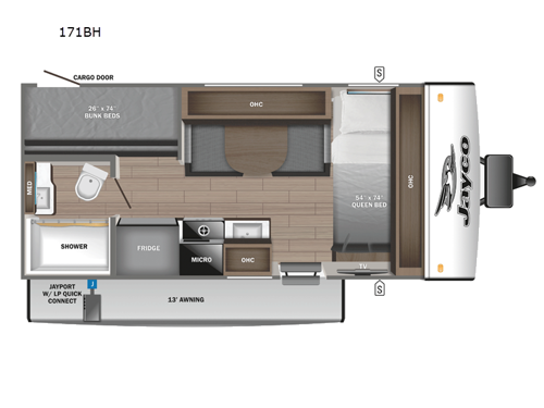 Jay Feather Micro 171BH Floorplan Image