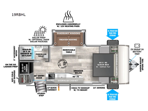 Wildwood Heritage Glen Hyper-Lyte 19RBHL Floorplan Image