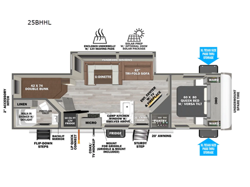 Wildwood Heritage Glen Hyper-Lyte 25BHHL Floorplan Image