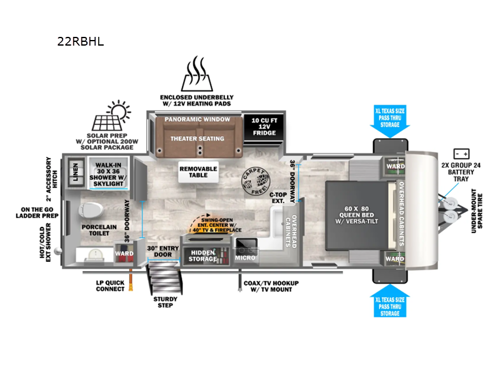 Wildwood Heritage Glen Hyper-Lyte 22RBHL Floorplan Image