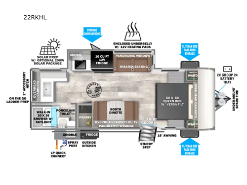 Wildwood Heritage Glen Hyper-Lyte 22RKHL Floorplan Image